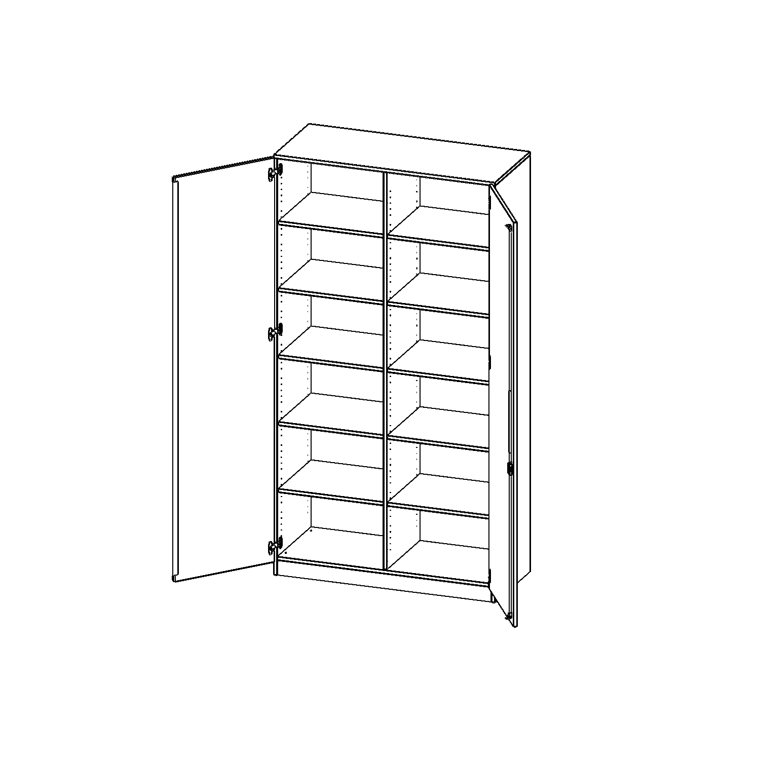 Schrank (6 OH) zweitürig mit Mittelwand und Sockel - EVO 180