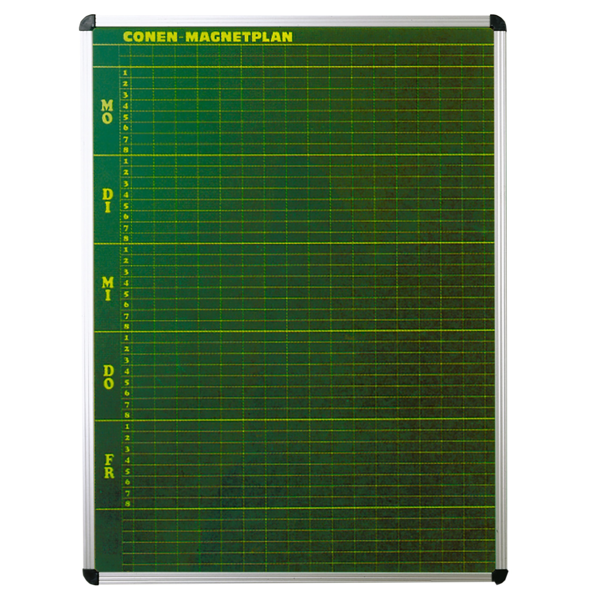 Stundenplantafel aus Premium Stahlemaille in grün - 117 x 103 cm, 25 Klassen/ 8 Stunden