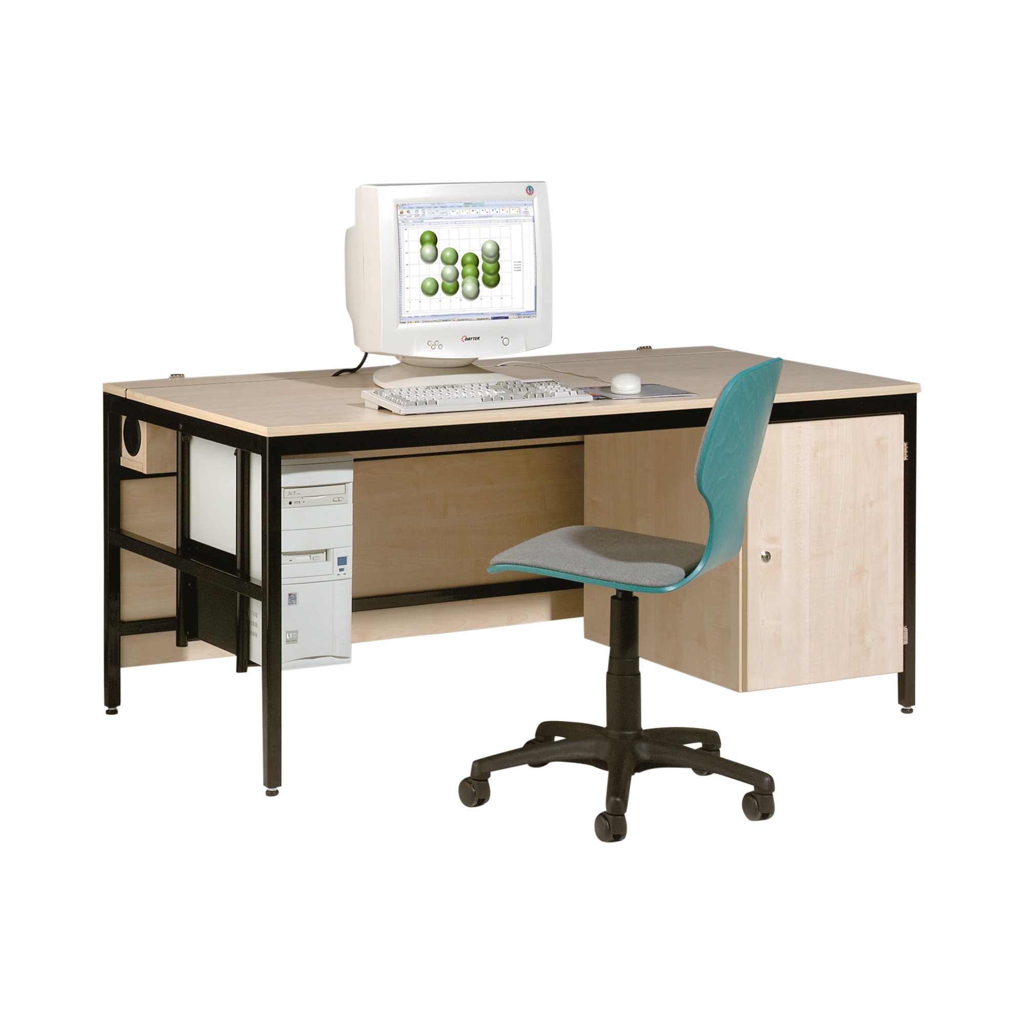 EDV-Tisch mit Holzkabelkanal und 3fach Steckdose