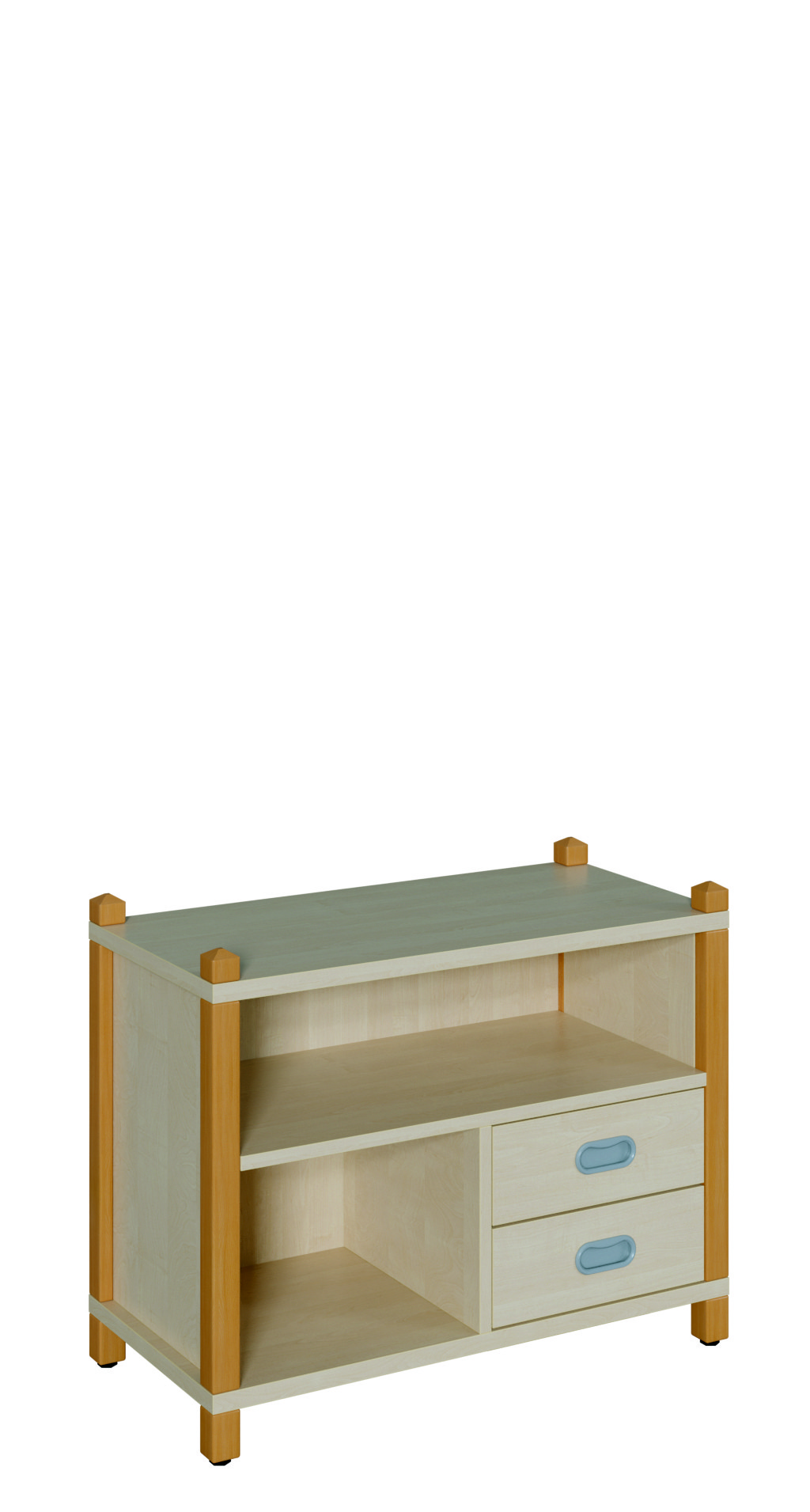 Stollenschrank mit 2 Dekorschüben und Regal Höhe 60 cm