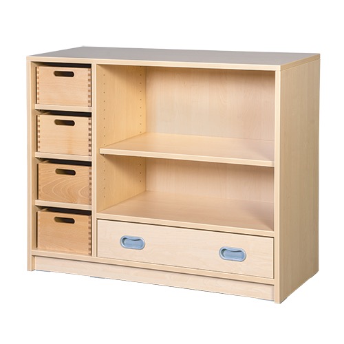 Korpus-Schrank mit Schublade, 4 Materialkästen und Regal