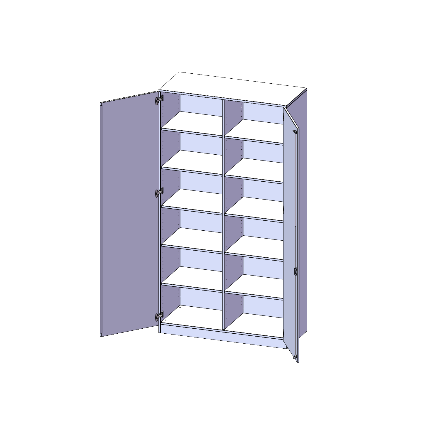 Schrank (6 OH) zweitürig mit Mittelwand und Sockel - EVO 180