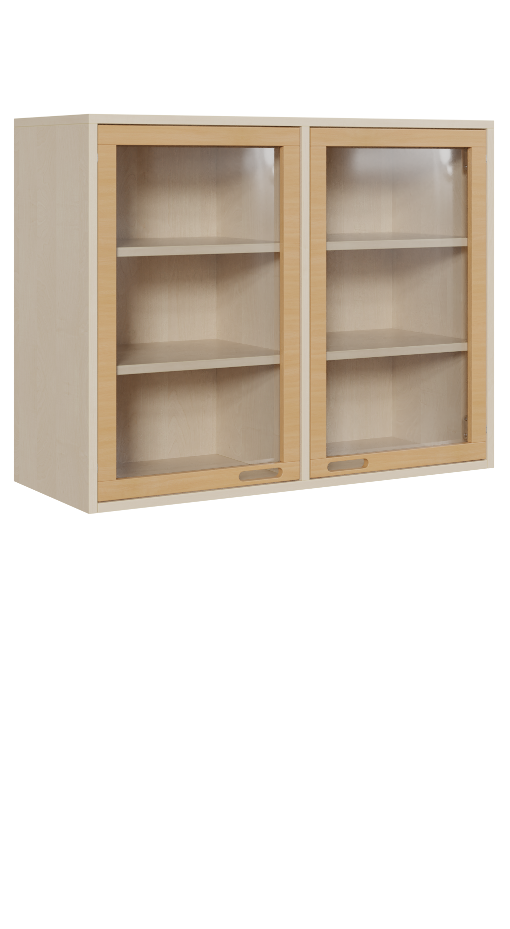 Aufsatzschrank mit Mittelwand und 2 Acrylglastüren - Korpusmöbel