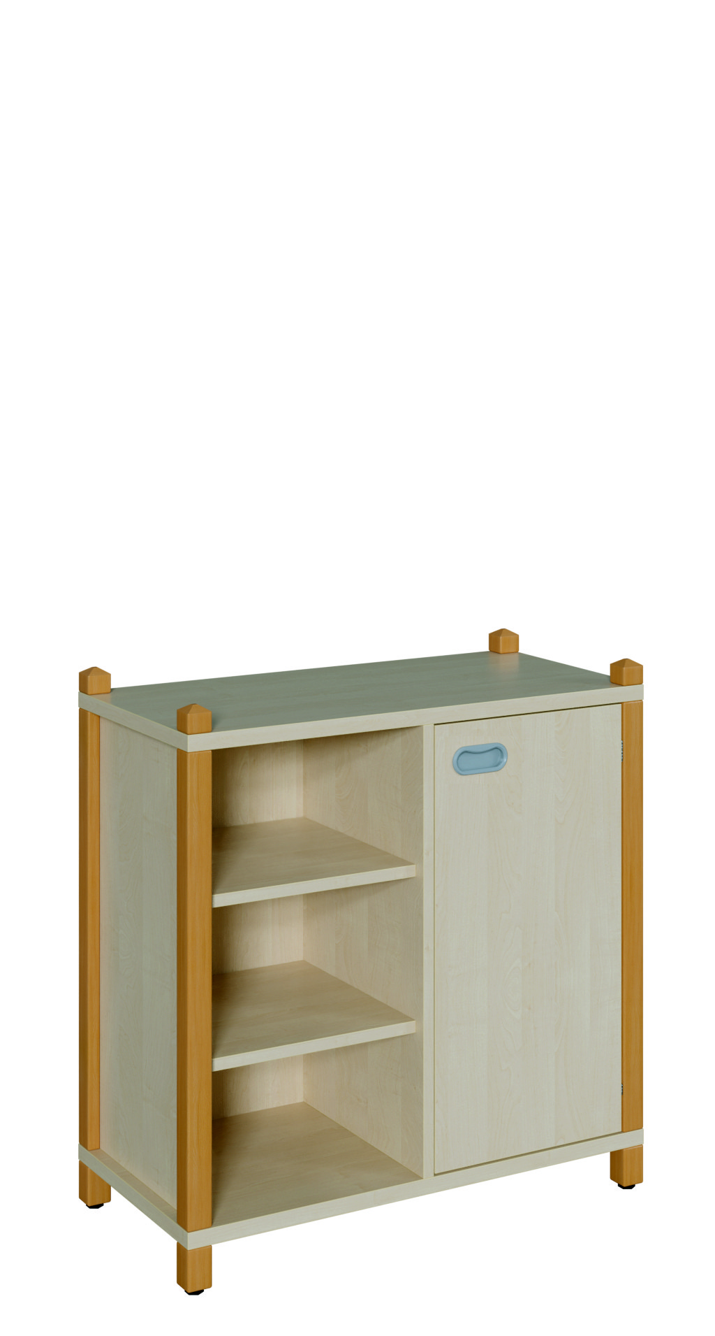 Stollenschrank mit offenem Regal und Tür Stollenschrank mit offenem Regal und Tür