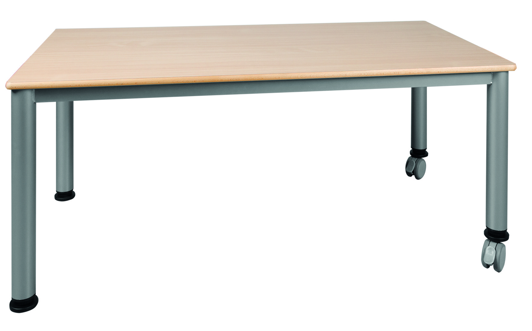 Robuster Tisch rechteckig mit Stahlgestell fahrbar
