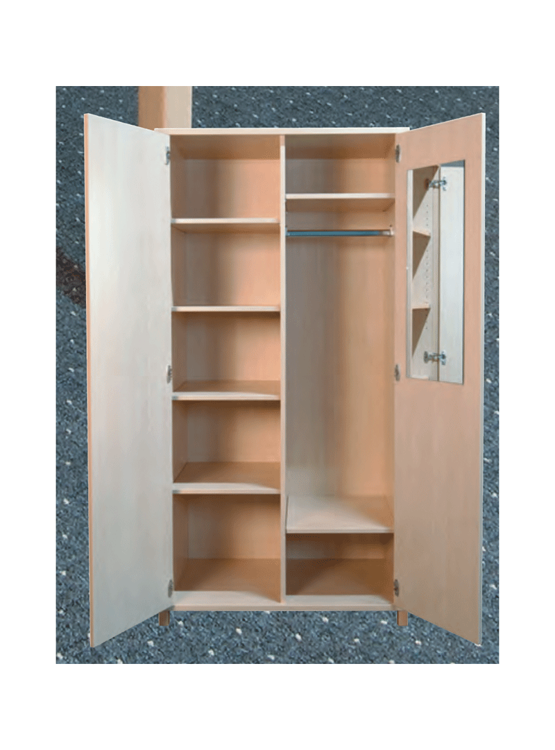 Kleiderschrank mit Garderobe und Spiegel (Massivholzstollen)