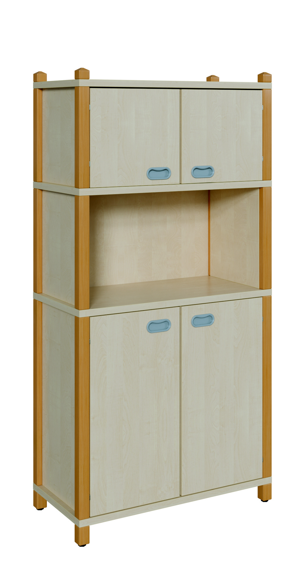 Stollenschrank mit 4 Türen und Regal