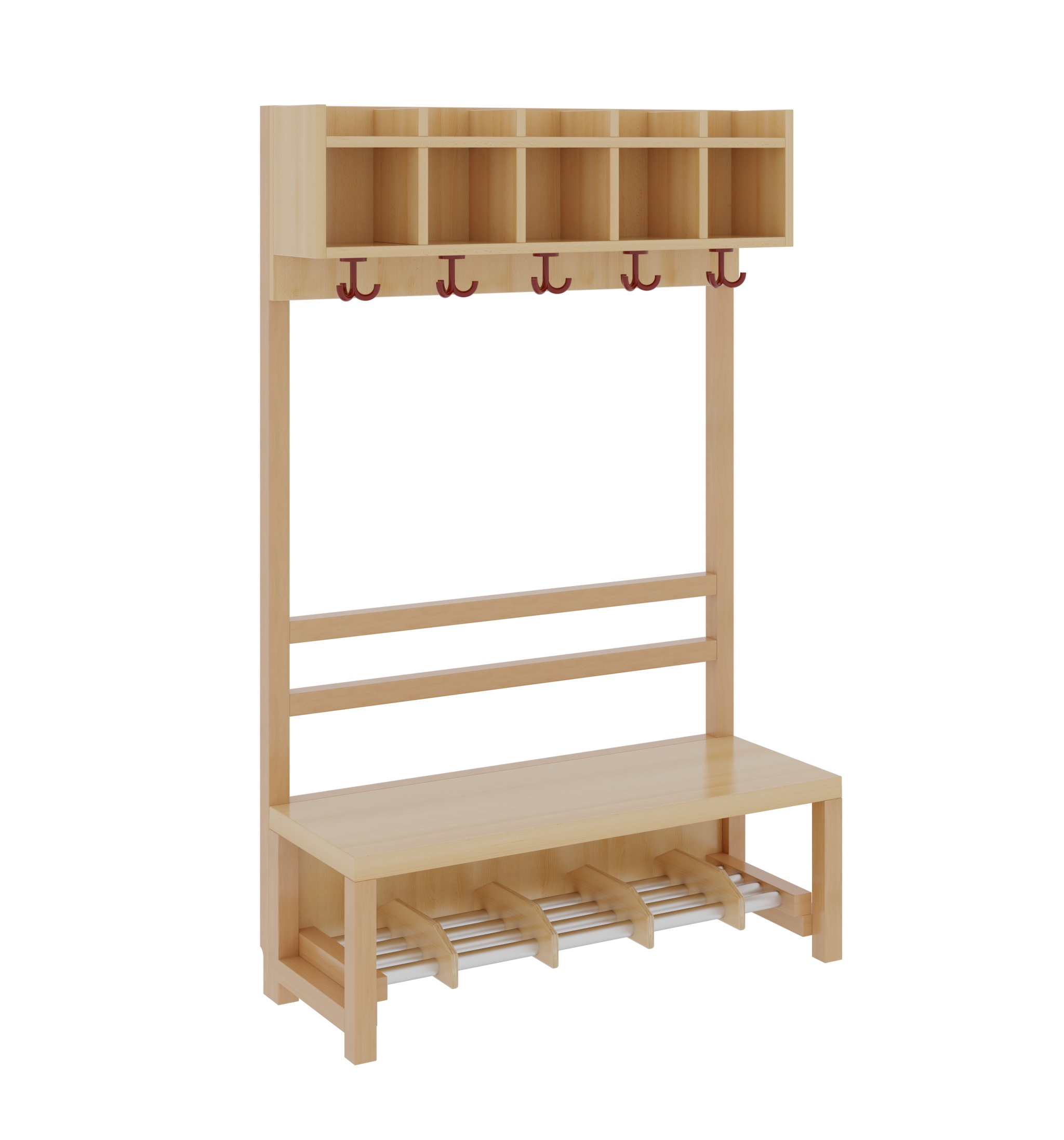 Komplettgarderobe mit Ablage – offene Stütze & Aluminiumrost mit Facheinteilung