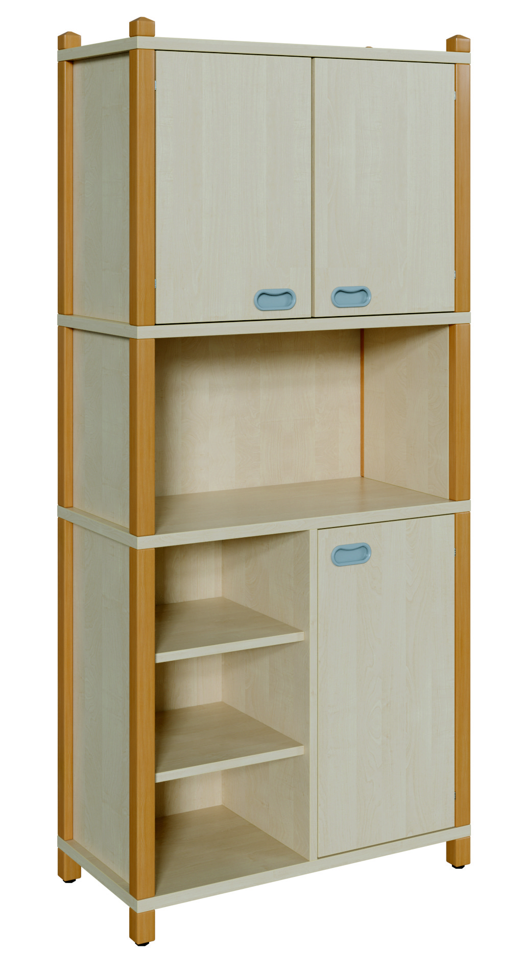 Stollenschrank mit 3 Türen und Regal