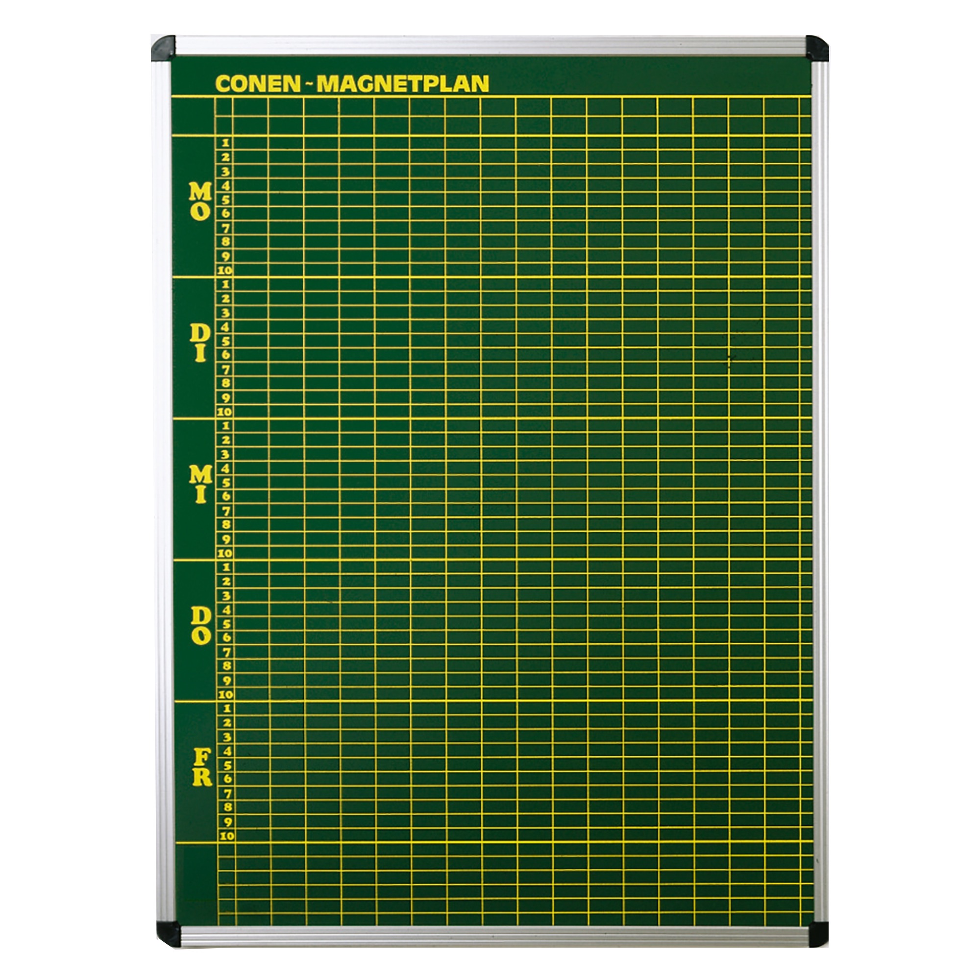 Stundenplantafel aus Premium Stahlemaille in grün - 117 x 103 cm, 25 Klassen/ 8 Stunden