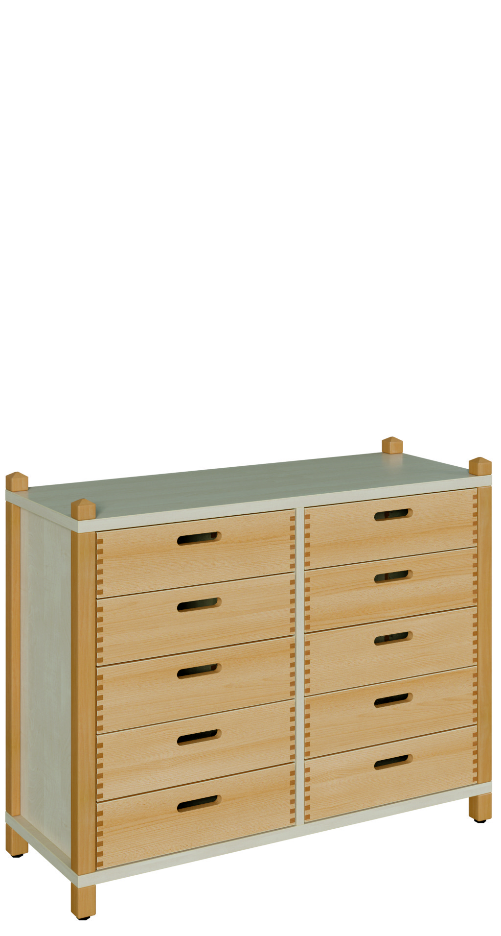 Stollenschrank mit 10 Massivholzschüben 106 x 80 cm