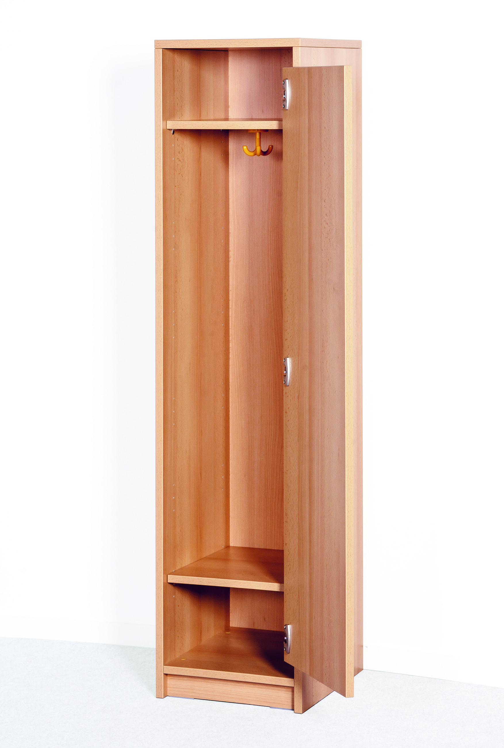 Beistellschrank Garderobe mit verkürzter Tür rechts, Hutboden, Schuhboden und Dreifachhaken