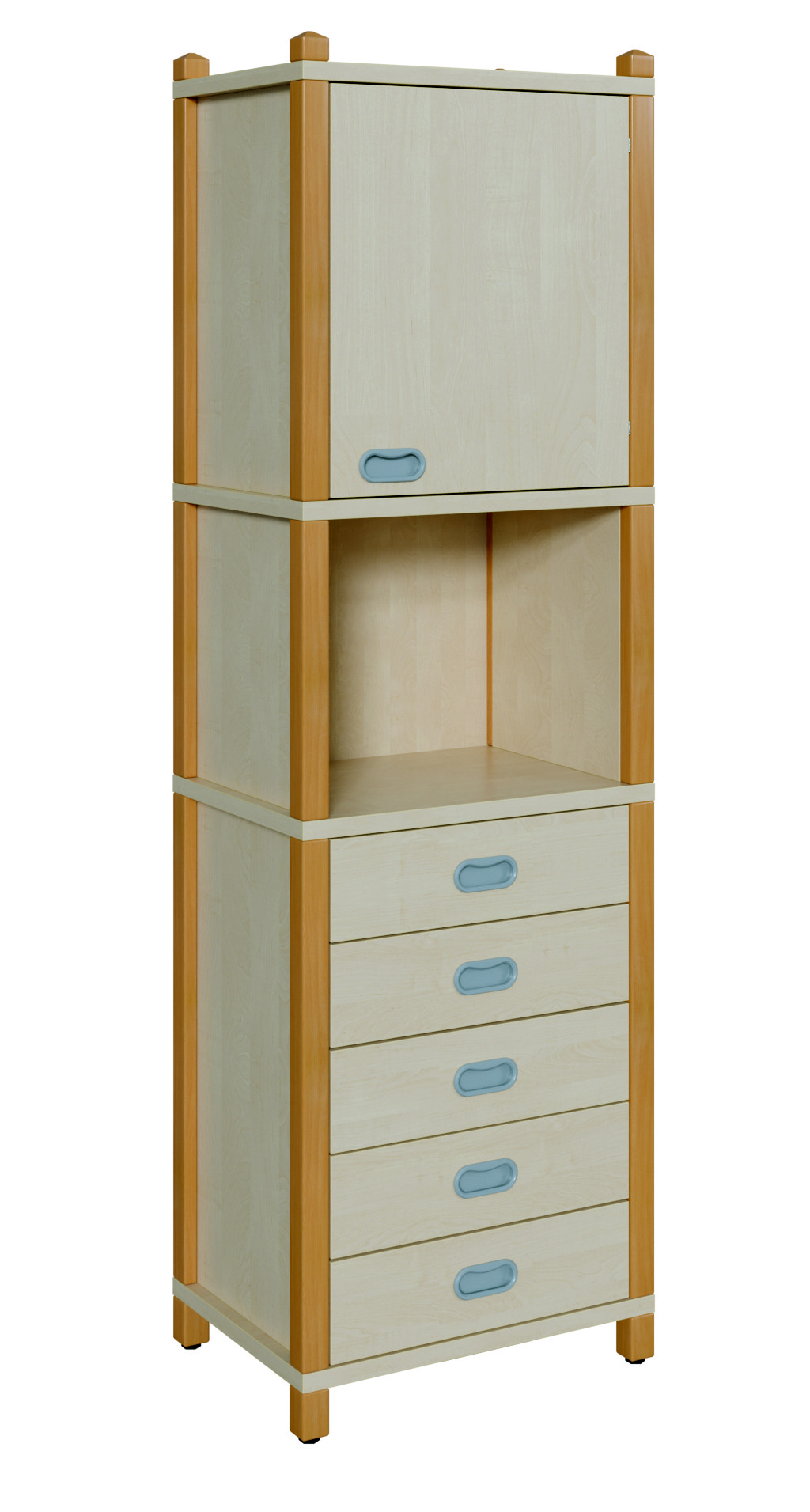 Stollenschrank mit 5 Dekorschüben und Oberschrank