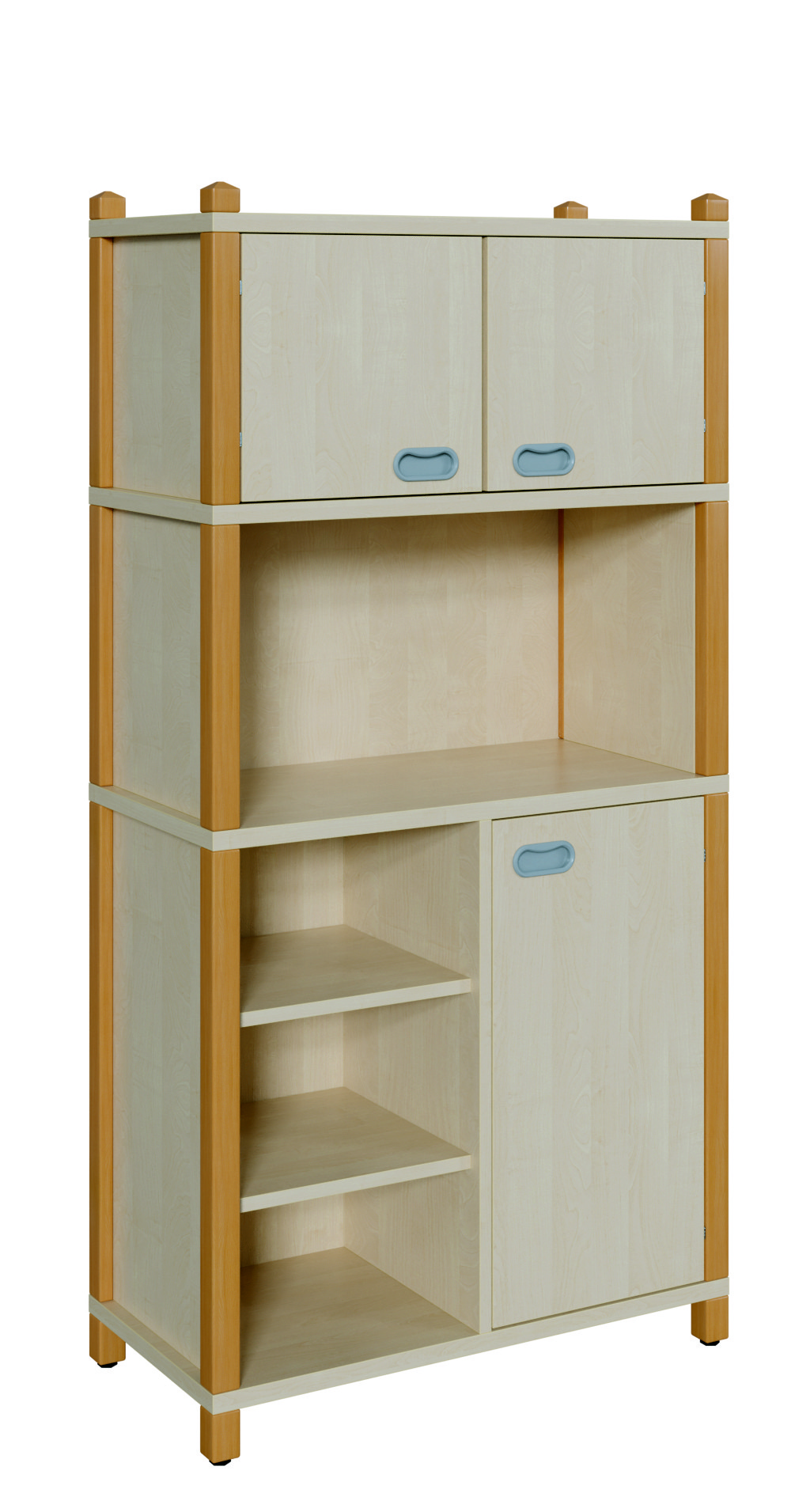 Stollenschrank mit 3 Türen und Regal