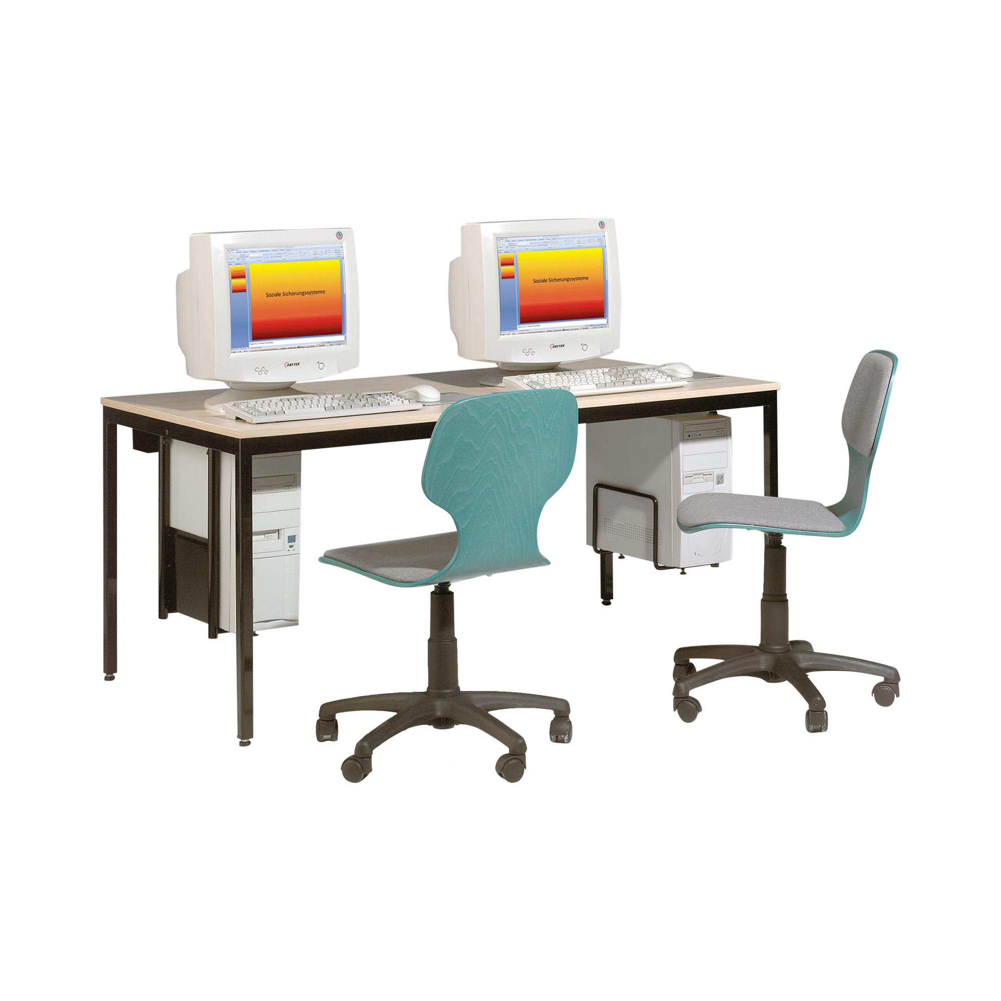 EDV-Tisch mit Holzkabelkanal und 3fach Steckdose