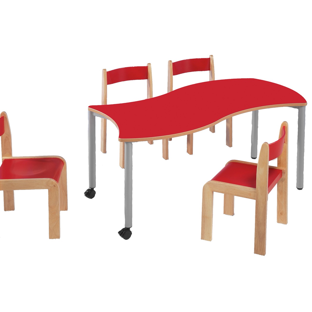 Wellentisch SWING-IT STEELY rechteckig mit Stahlgestell, fahrbar