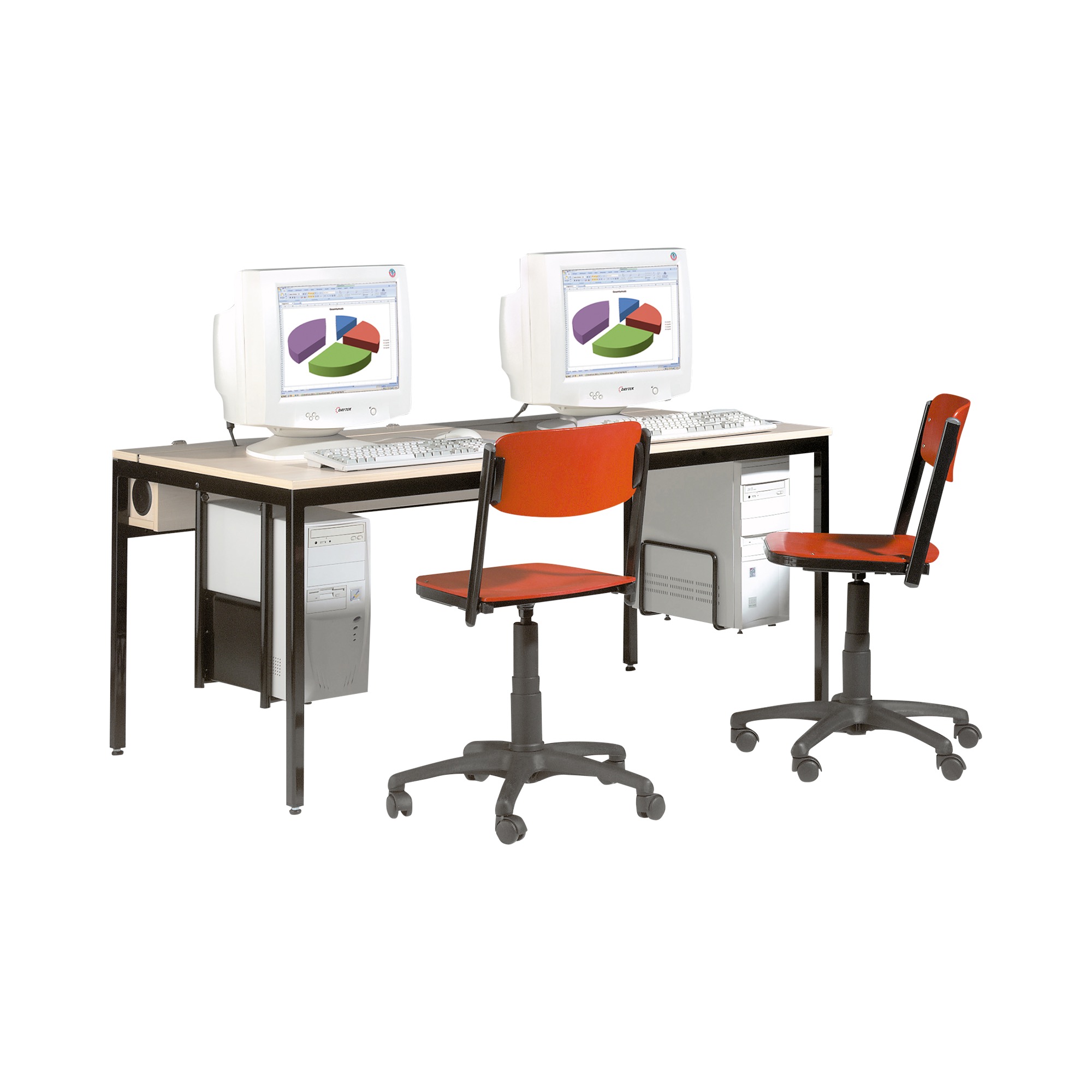 EDV-Tisch mit Holzkabelkanal und 3fach Steckdose