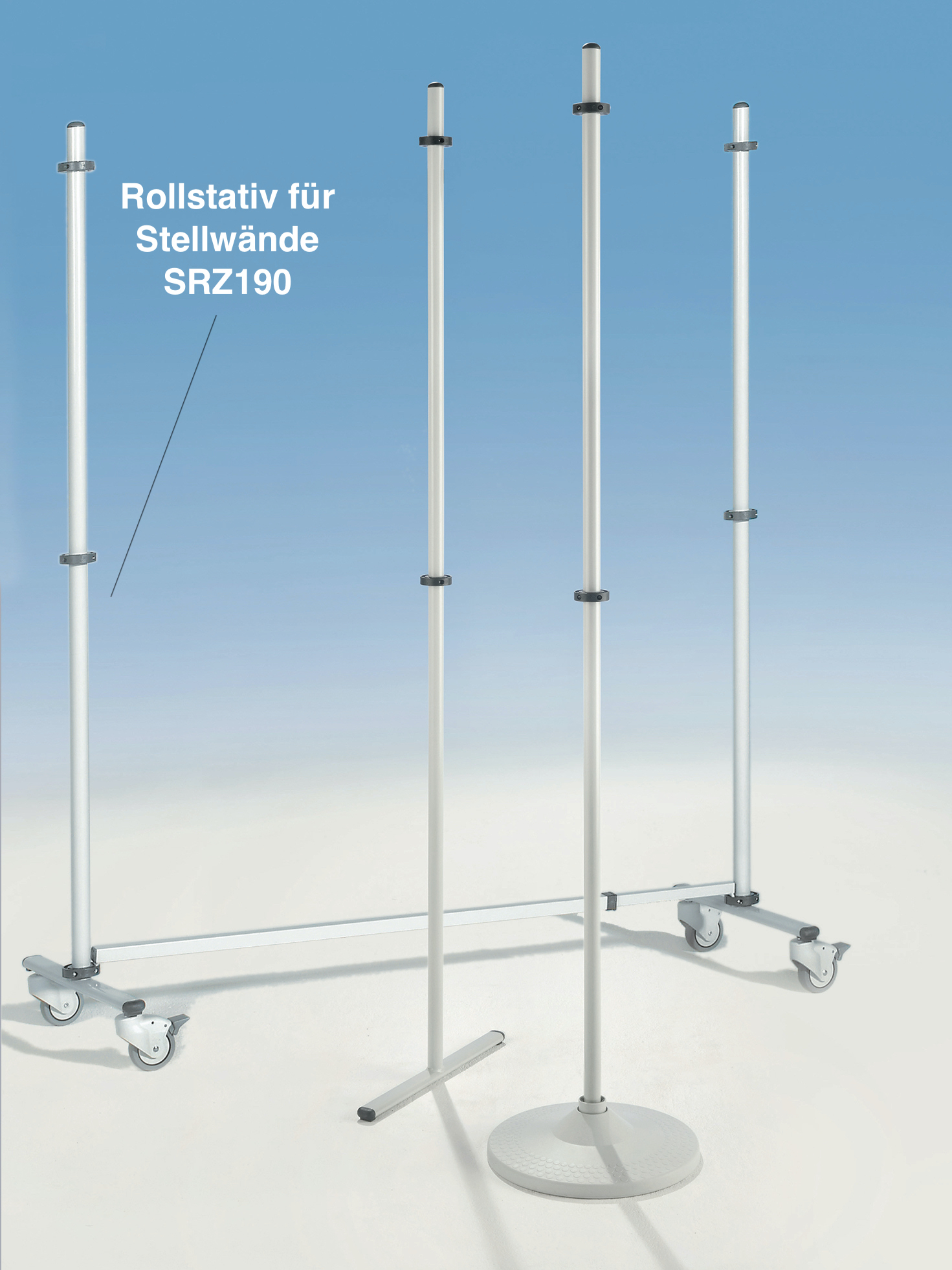 Rollstativ für Stellwände 4 Rollen (2 feststellbar)