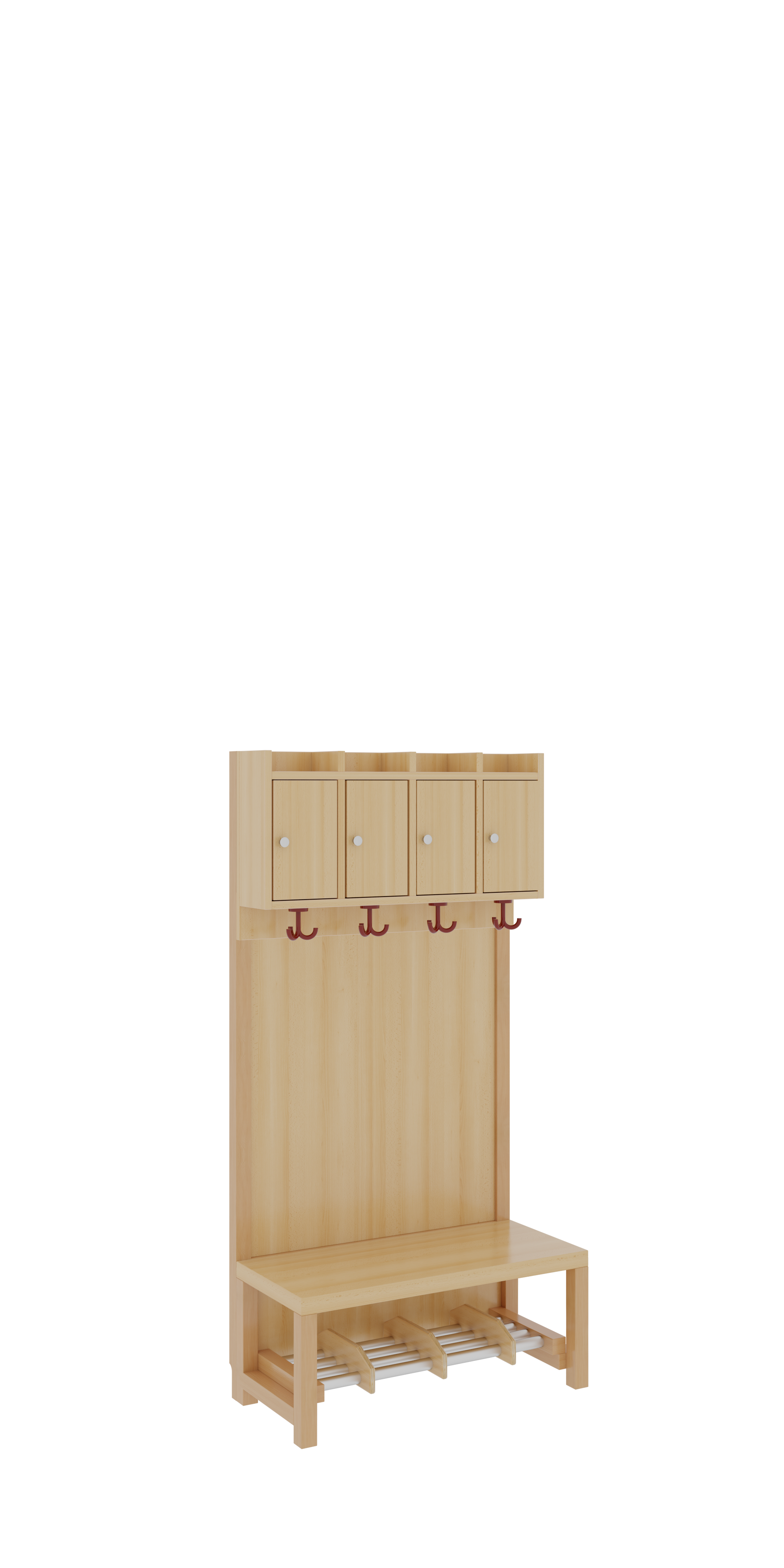 Komplettgarderobe mit Ablage & Türen - Stütze mit Paneelrückwand & Aluminiumrost mit Facheinteilung