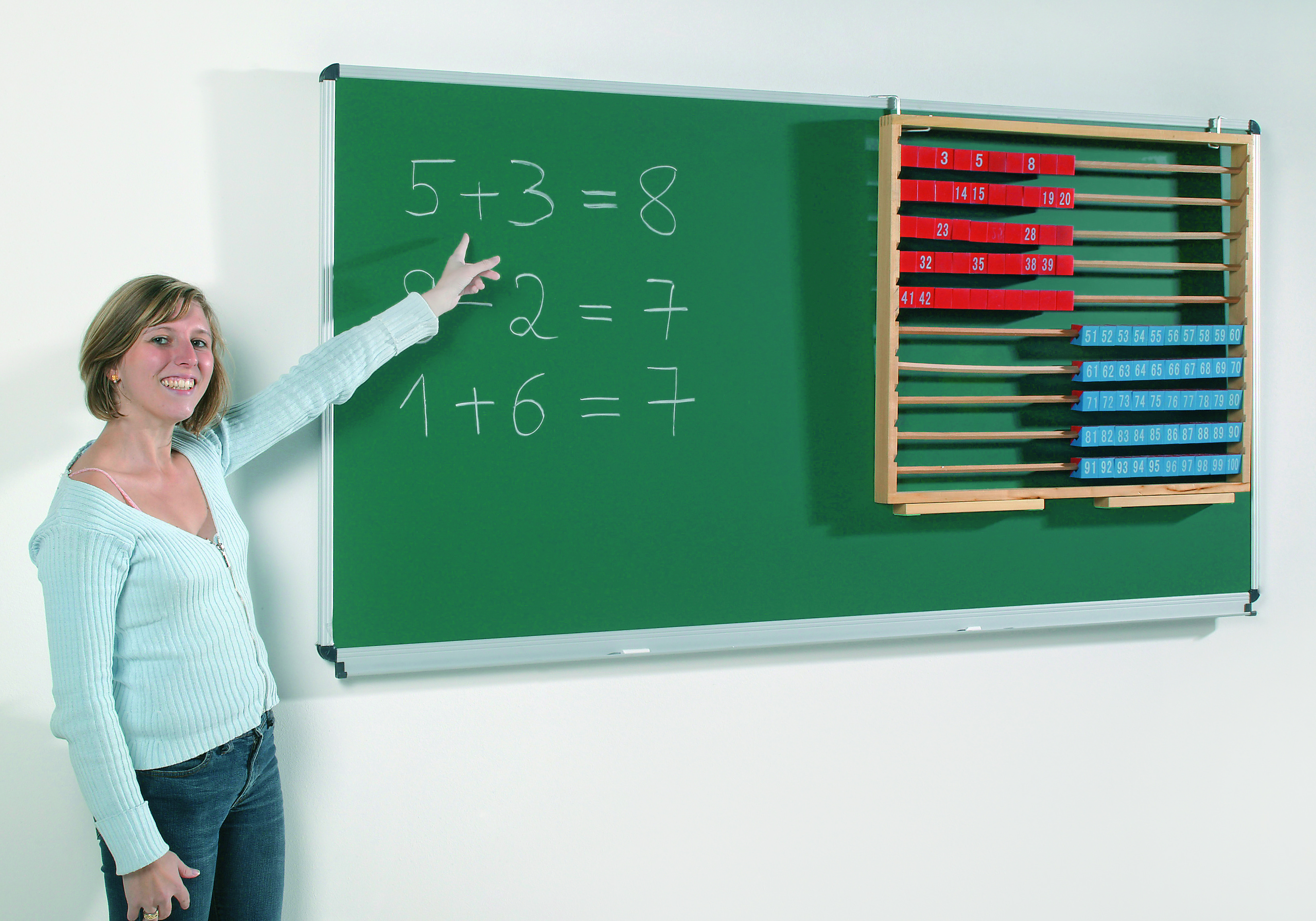 Grüne Langwandtafel Stahlemaille grün, mit Ablage 100 x 70