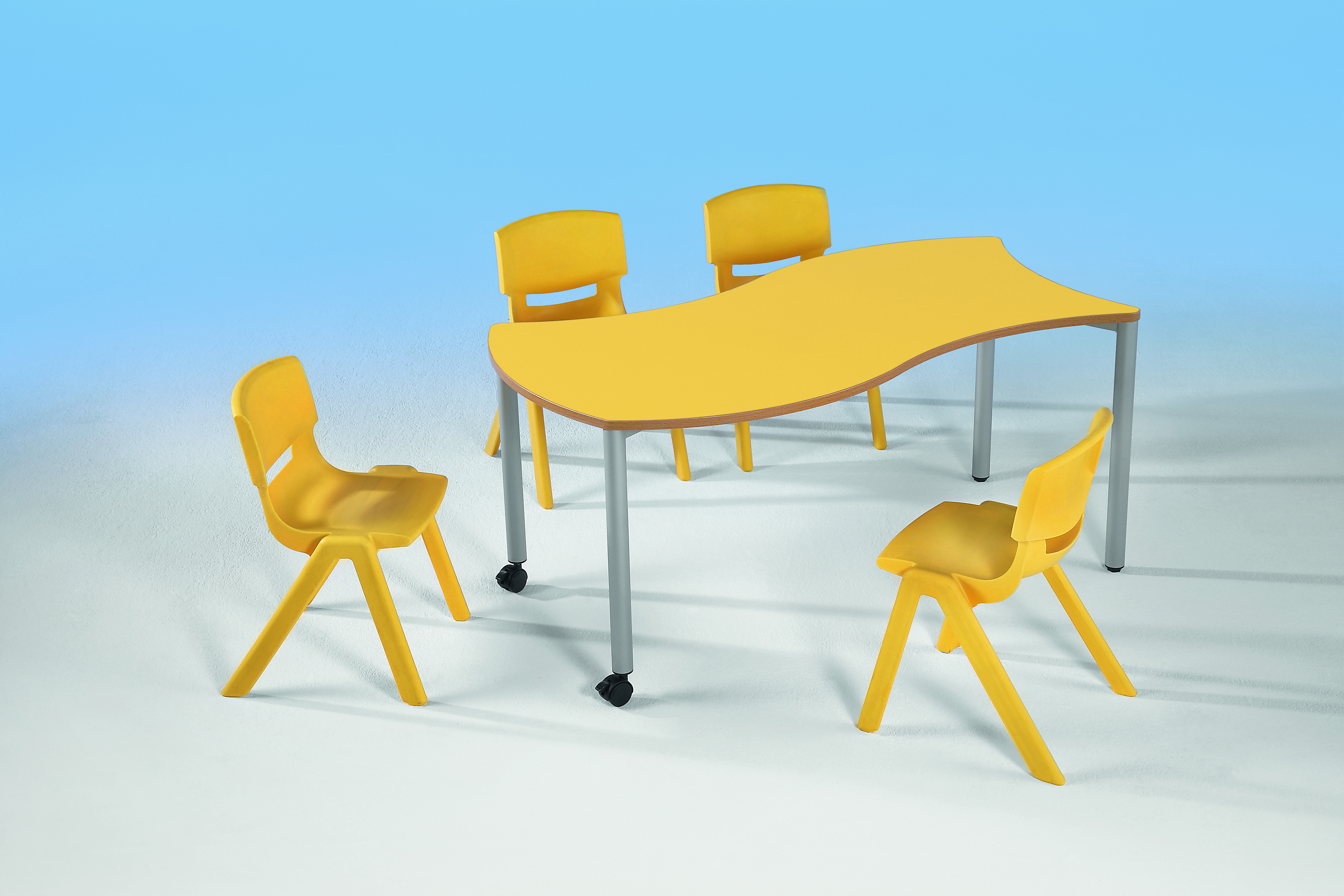 Wellentisch SWING-IT STEELY rechteckig mit Stahlgestell, fahrbar