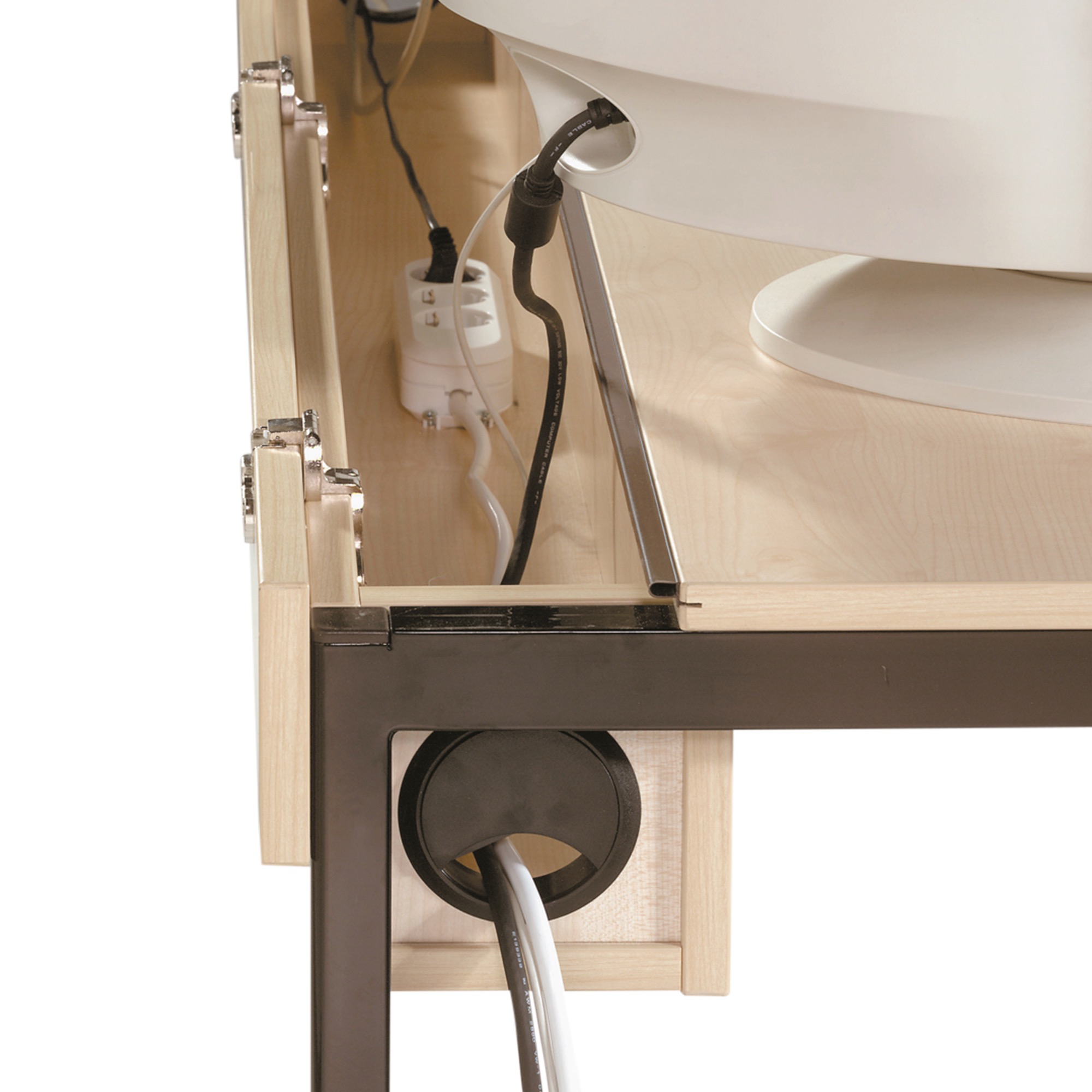 EDV-Tisch mit Holzkabelkanal und 3fach Steckdose