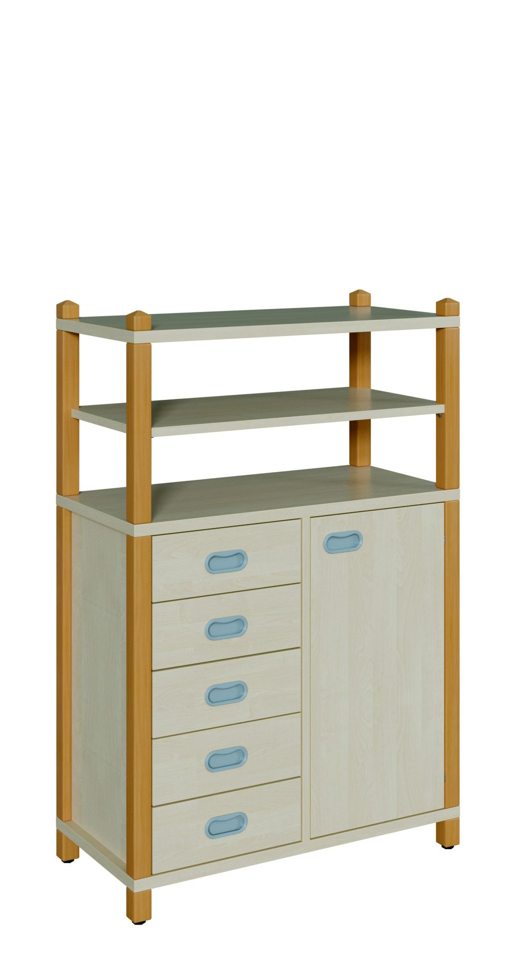 Stollenschrank mit 5 Dekorschüben und 3 Einlegeböden BxHxT 56x120x40cm