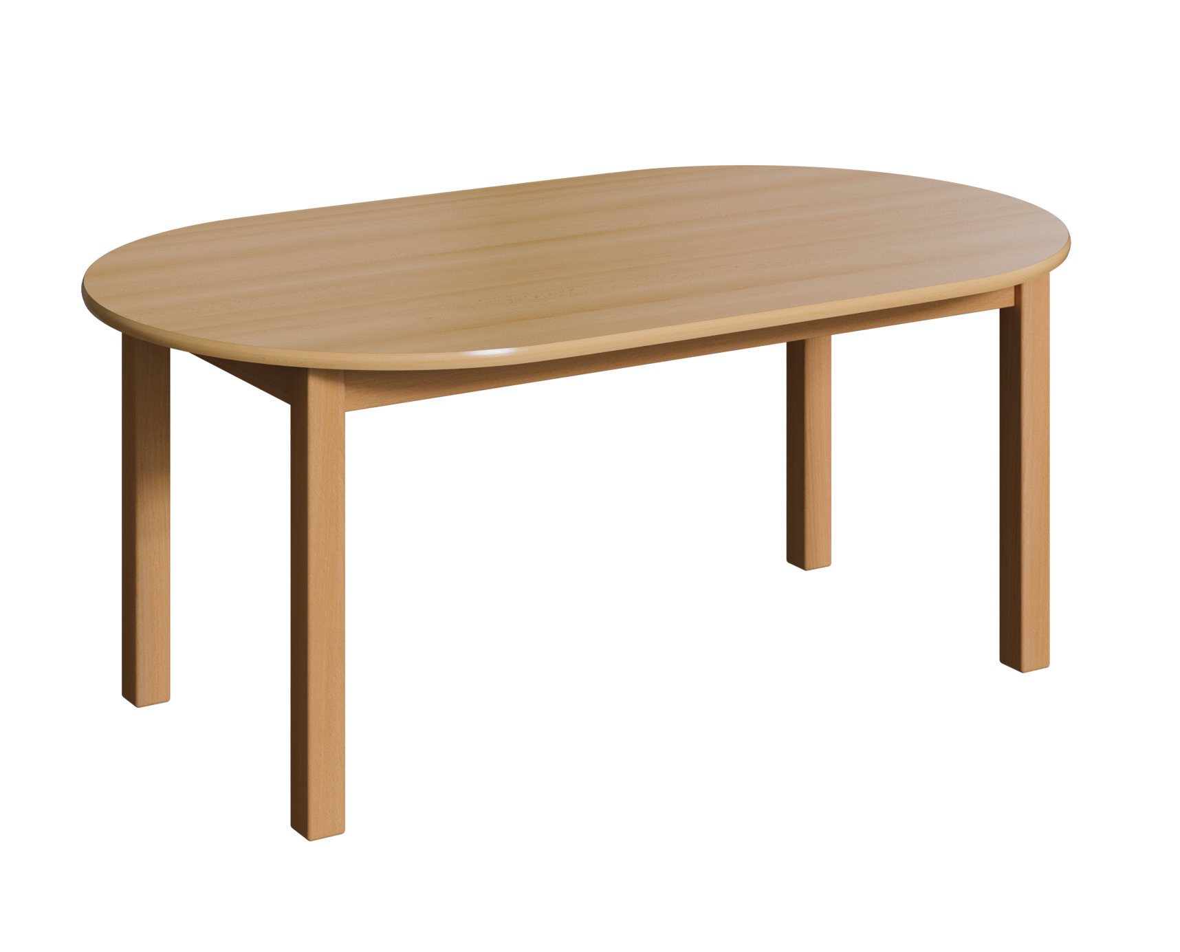 Holztisch oval mit Massivholzgestell