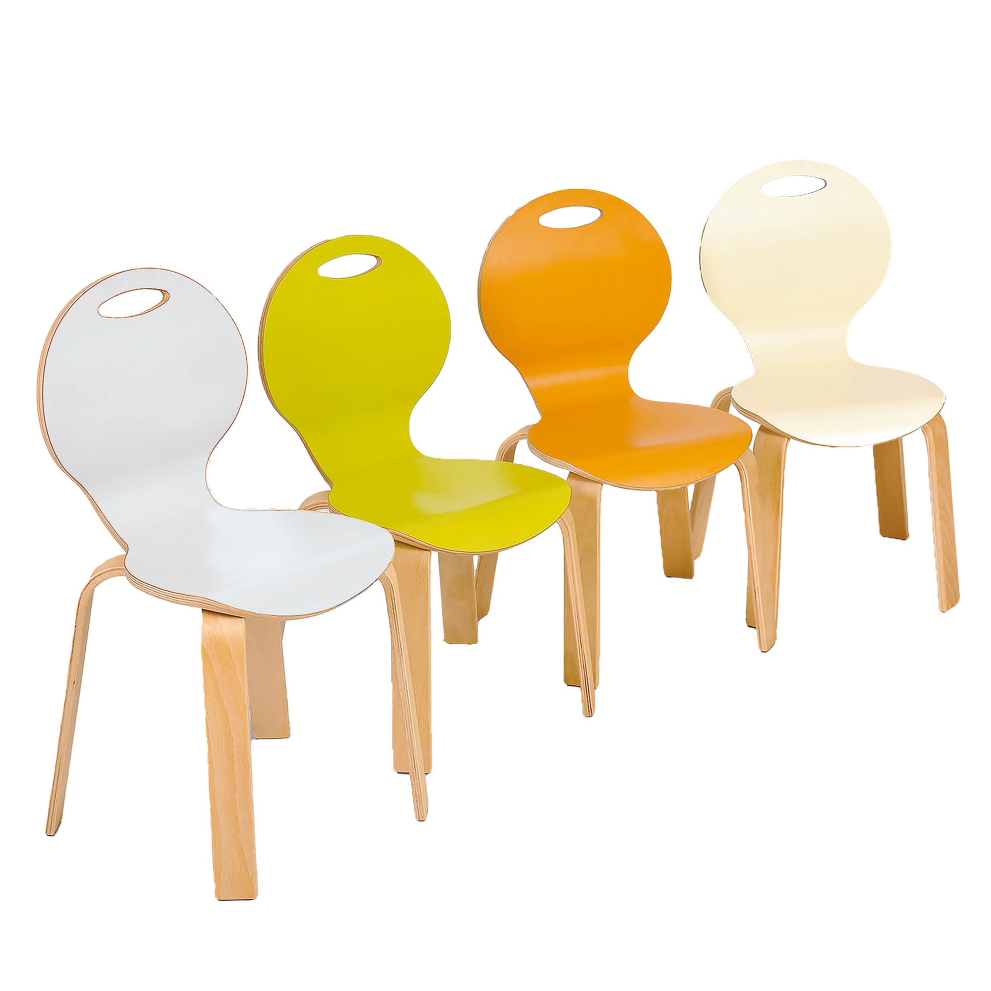 Stuhl PEARL mit farbiger Sitzschale aus Holz