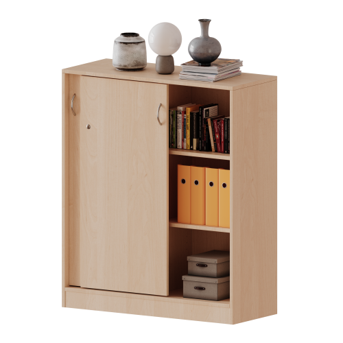 Schiebetürenschrank, 3 Ordnerhöhen, Höhe 118 cm, mit Mittelwand - Serie evo180