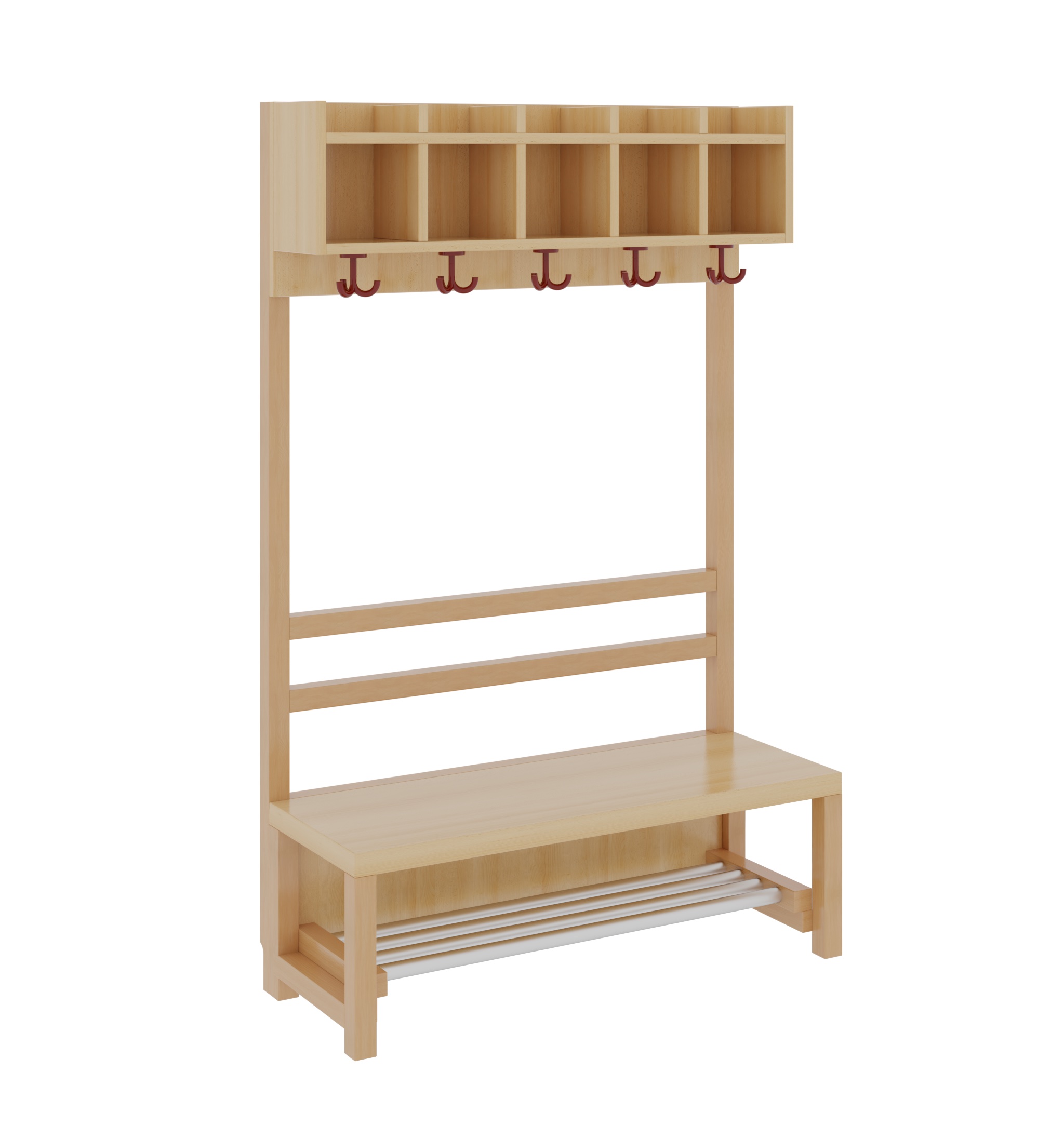 Komplettgarderobe mit Ablage – offene Stütze & Aluminiumrost